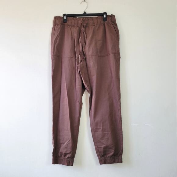Loft Outlet Chocolate Brown Drawstring Pull on Pants - Picture 1 of 6